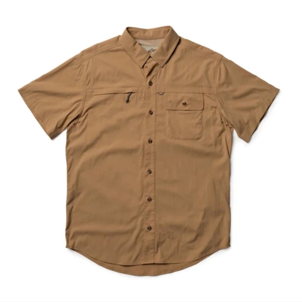 NWT DUCK CAMP Fishing Shirt Short Sleeve Tan Medium